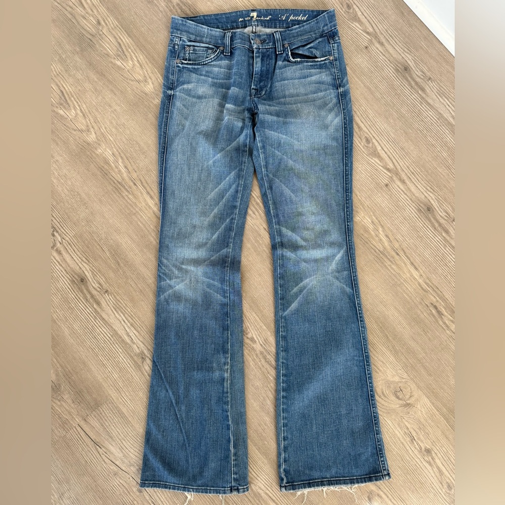 7 For All Mankind Light Blue Flare Jeans A Pocket